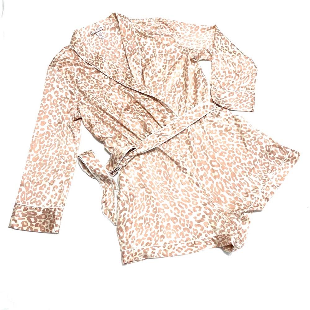 Victoria's Secret Satin Romper Pink Leopard Print Size XL